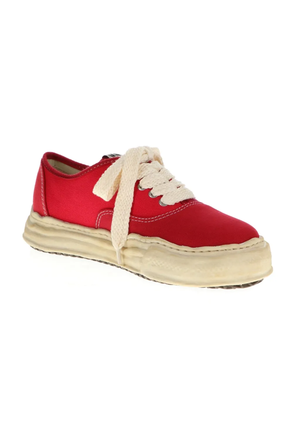 -BAKER- Over-dyed original sole canvas Low-Top sneakers Red