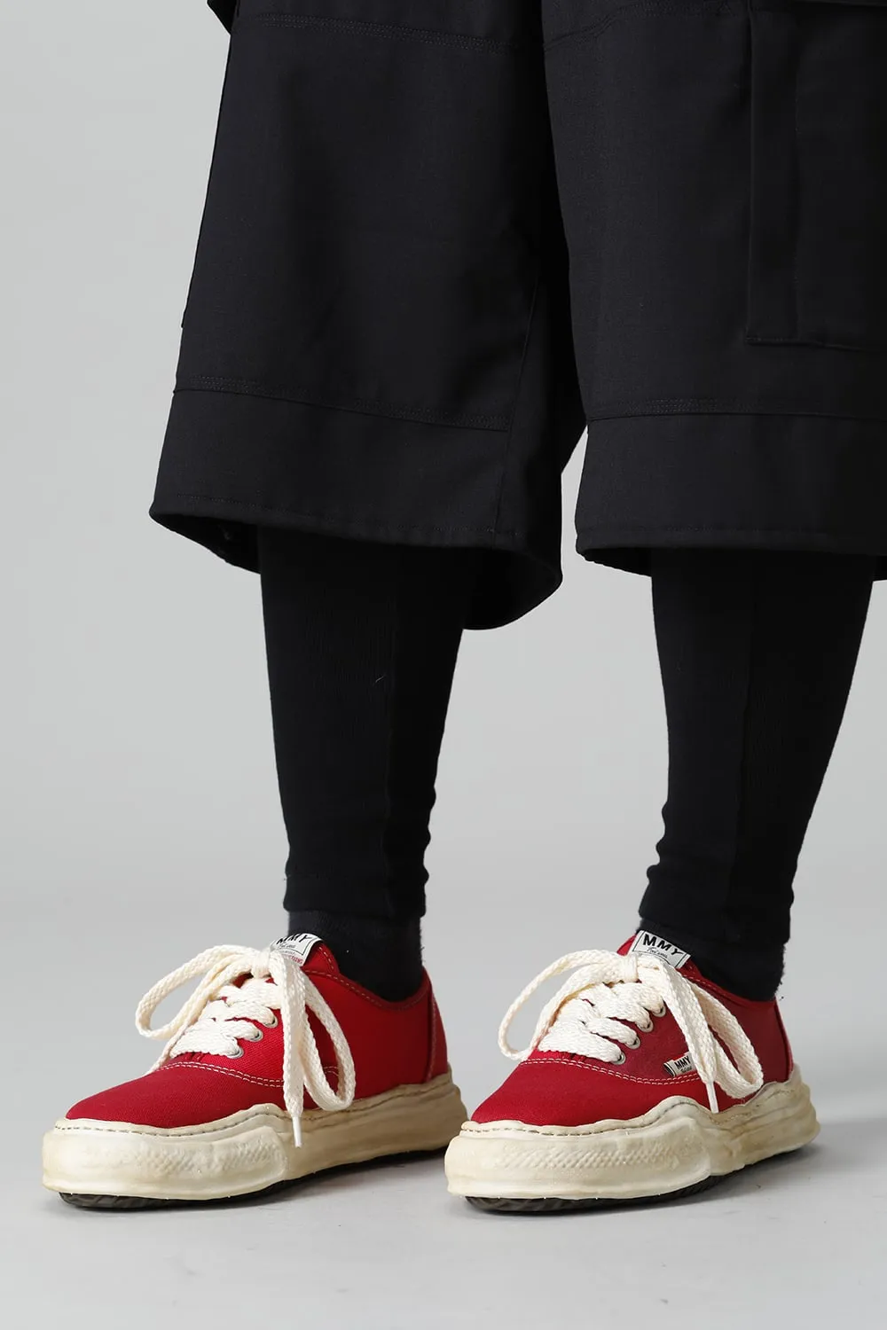 -BAKER- Over-dyed original sole canvas Low-Top sneakers Red