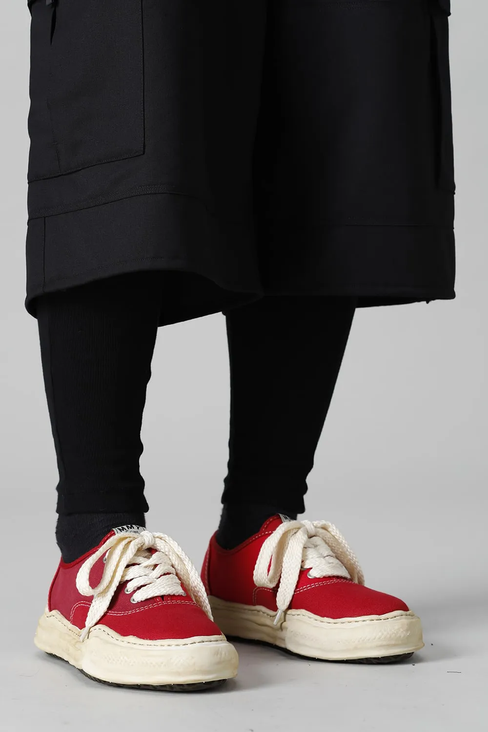 -BAKER- Over-dyed original sole canvas Low-Top sneakers Red