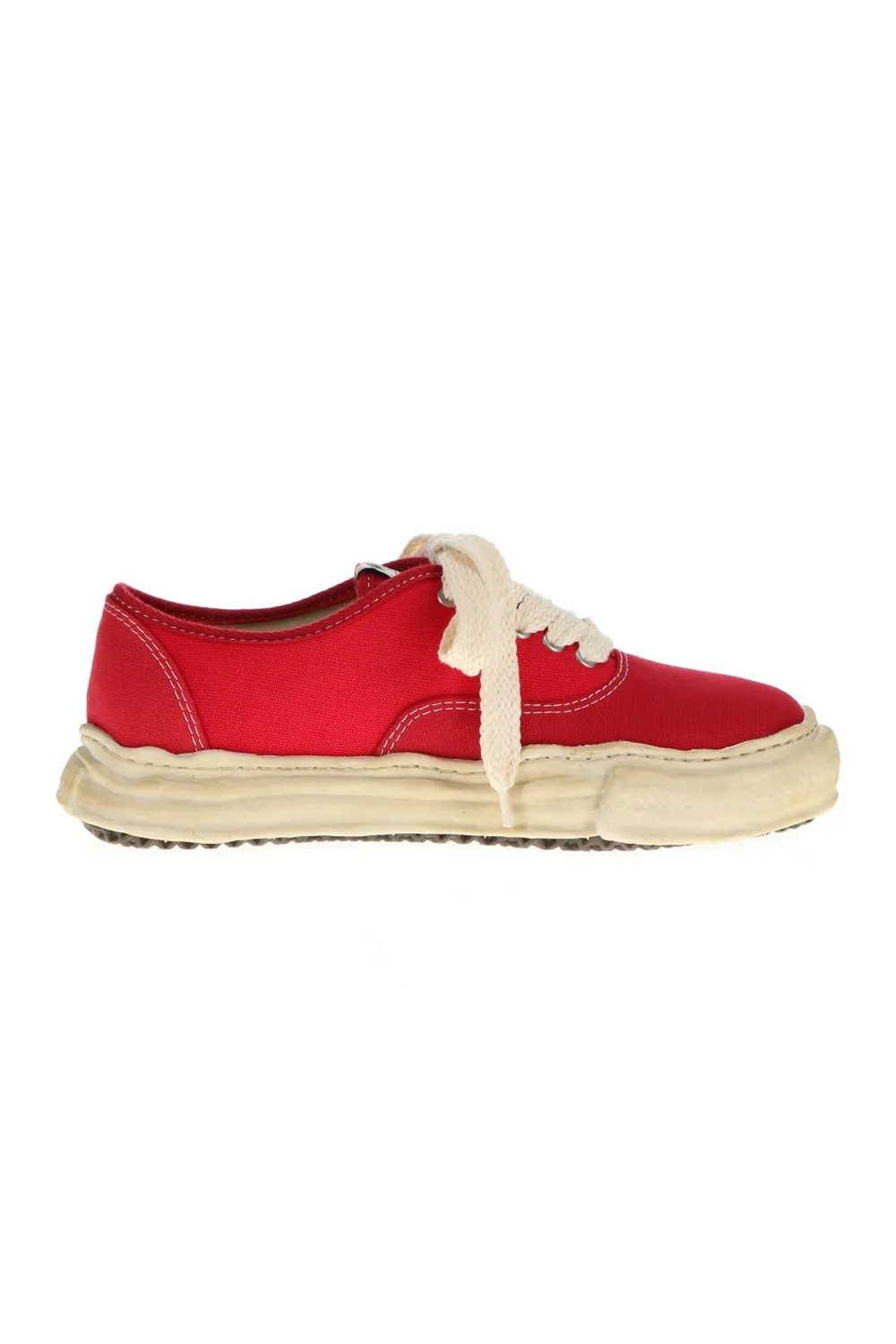 -BAKER- Over-dyed original sole canvas Low-Top sneakers Red