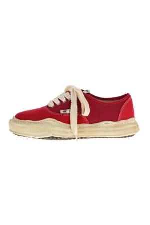 -BAKER- Over-dyed original sole canvas Low-Top sneakers Red
