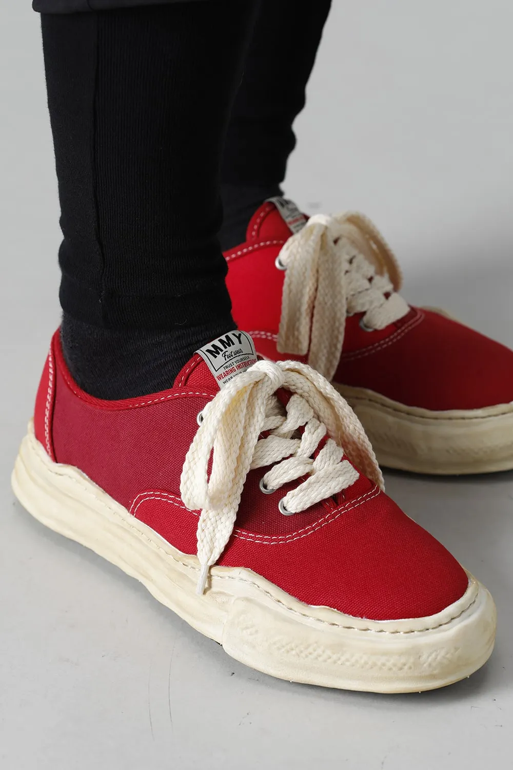 -BAKER- Over-dyed original sole canvas Low-Top sneakers Red