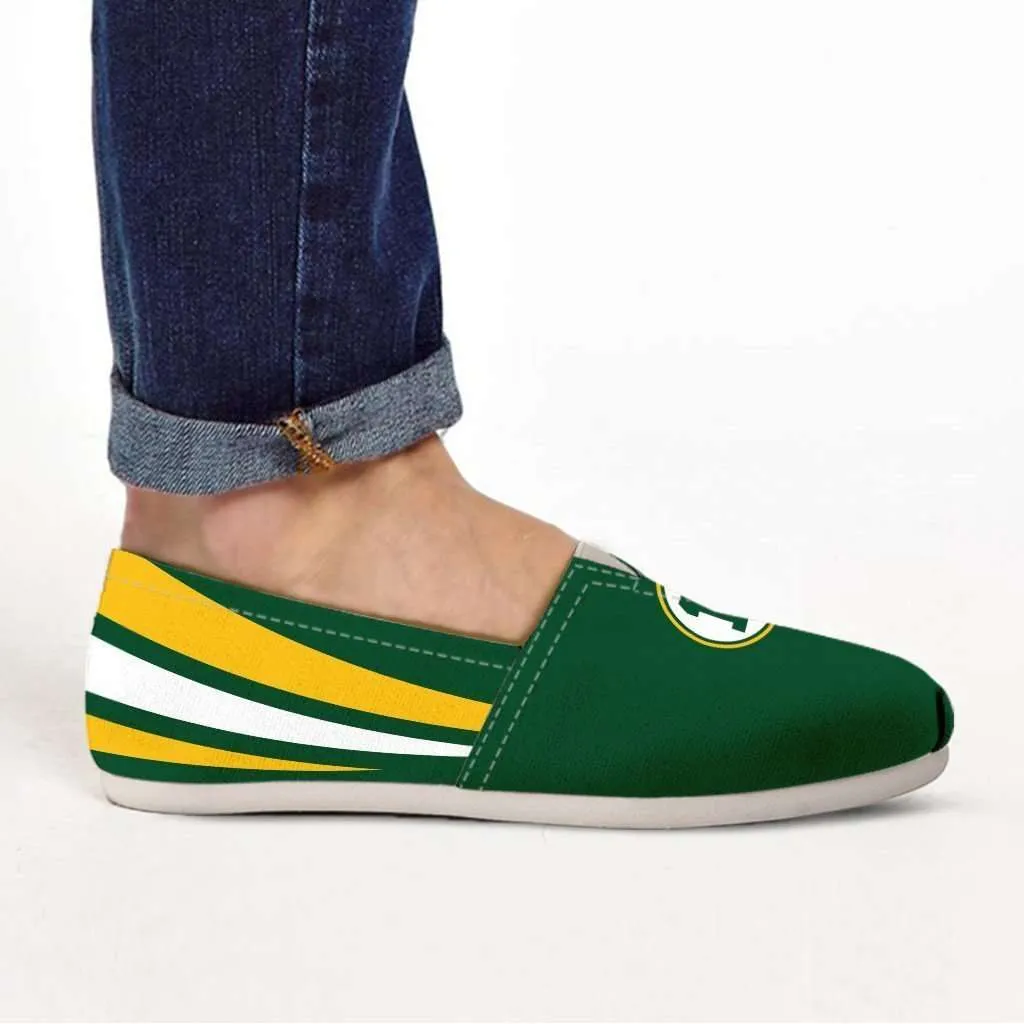 #12 Green Bay Fan Casual Canvas Slip on Shoes Women's Flats