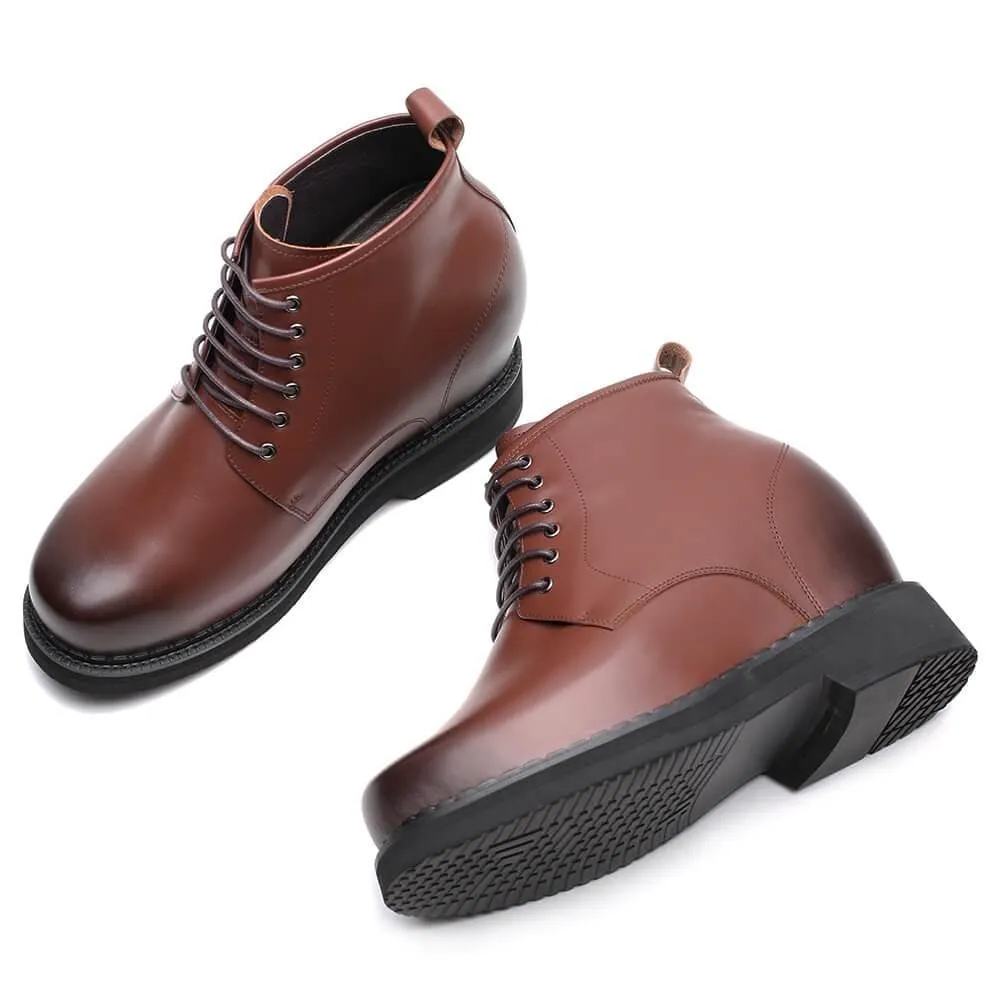 15CM / 5.9 Inches Taller - CMR CHAMARIPA Men Taller Shoes Dark Brown Men's Elevator Shoes Leather Business Casual Shoes