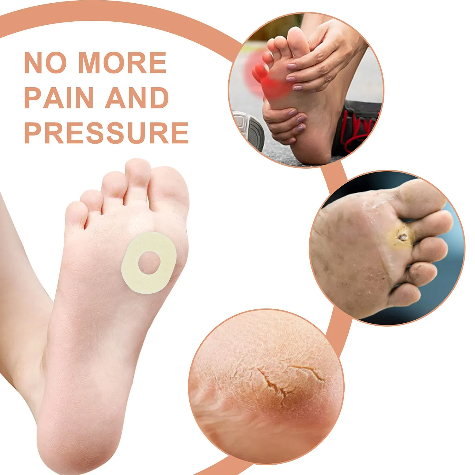 50 Pcs Corn Pads for Feet, Oval Callus Cushions Self-Stick Corn Callus Pads Soft Foot Callus Cushion, Callous Protectors for Pain Relief Foot Care 50Pcs