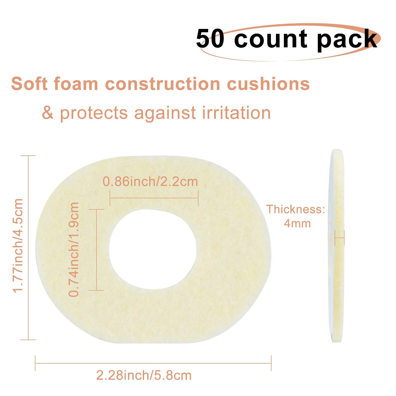50 Pcs Corn Pads for Feet, Oval Callus Cushions Self-Stick Corn Callus Pads Soft Foot Callus Cushion, Callous Protectors for Pain Relief Foot Care 50Pcs