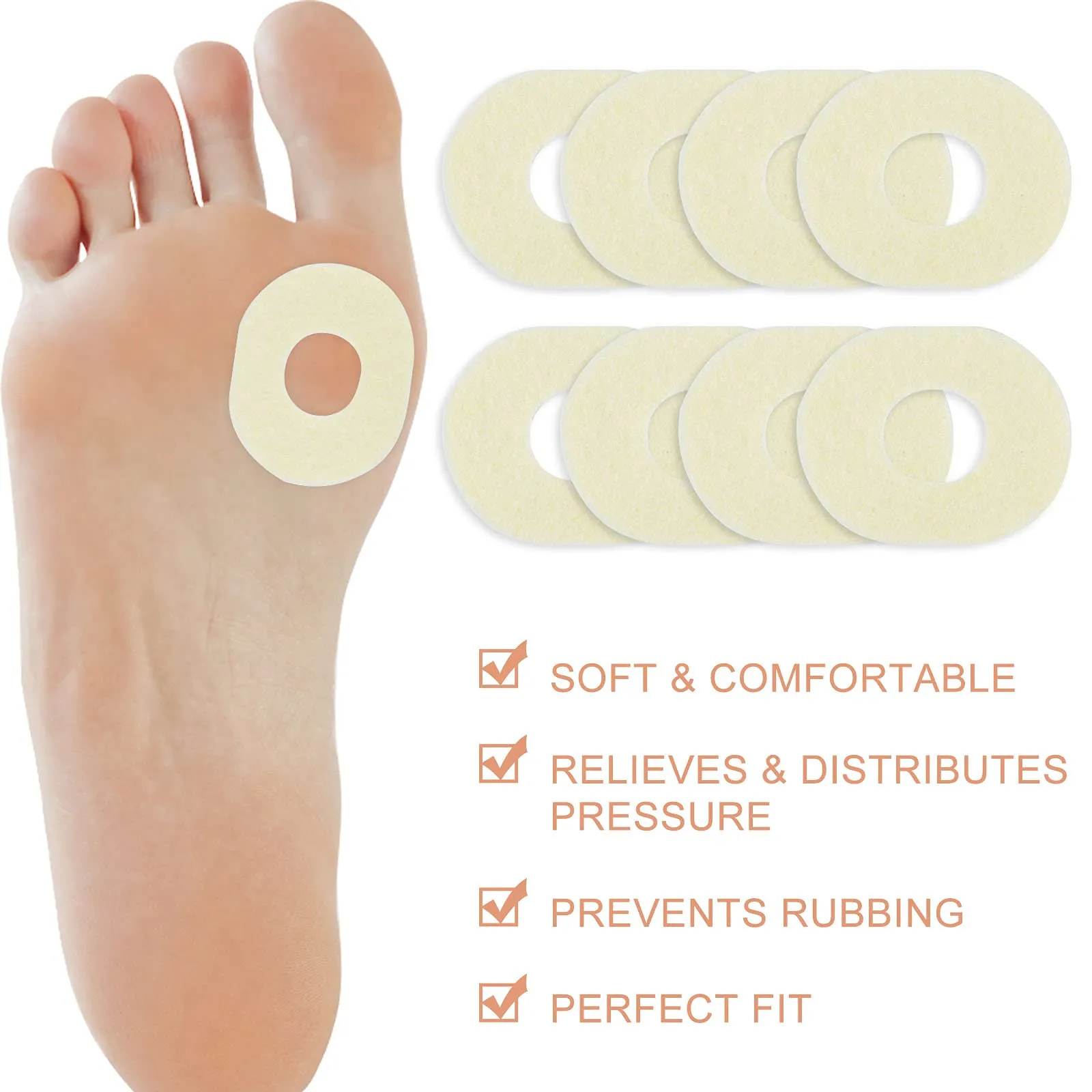 50 Pcs Corn Pads for Feet, Oval Callus Cushions Self-Stick Corn Callus Pads Soft Foot Callus Cushion, Callous Protectors for Pain Relief Foot Care 50Pcs