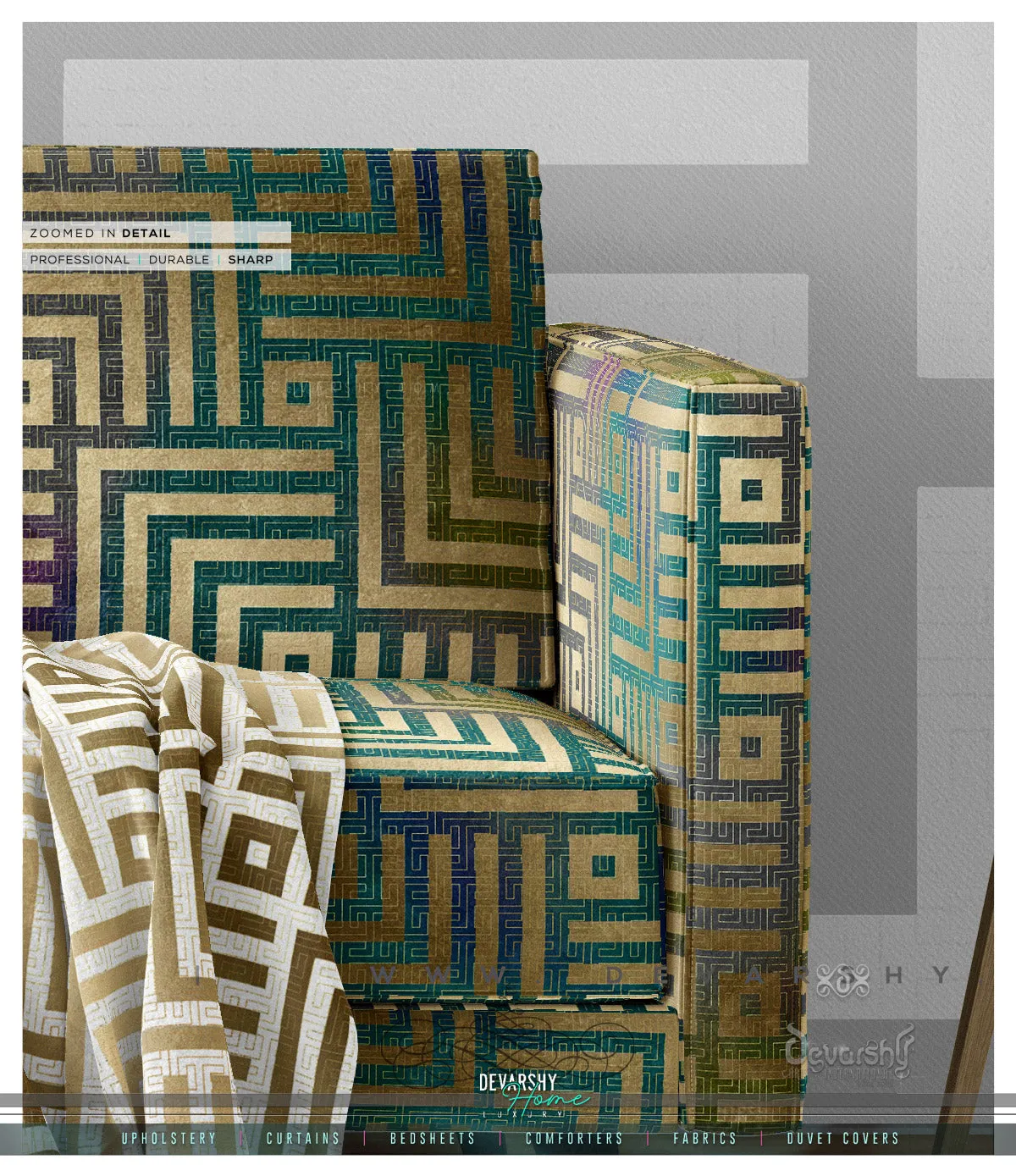 Abstract Square Upholstery Fabric 3meters 4 Colors & 12 Furnishing Fabrics Geometric Pattern Fabric By the Yard | D20097
