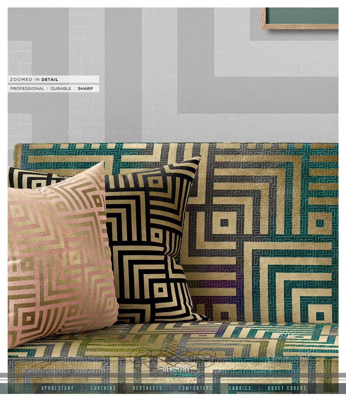 Abstract Square Upholstery Fabric 3meters 4 Colors & 12 Furnishing Fabrics Geometric Pattern Fabric By the Yard | D20097