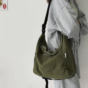 Amozae-Back To School Gifts Washed Large Canvas Crossbody Bag