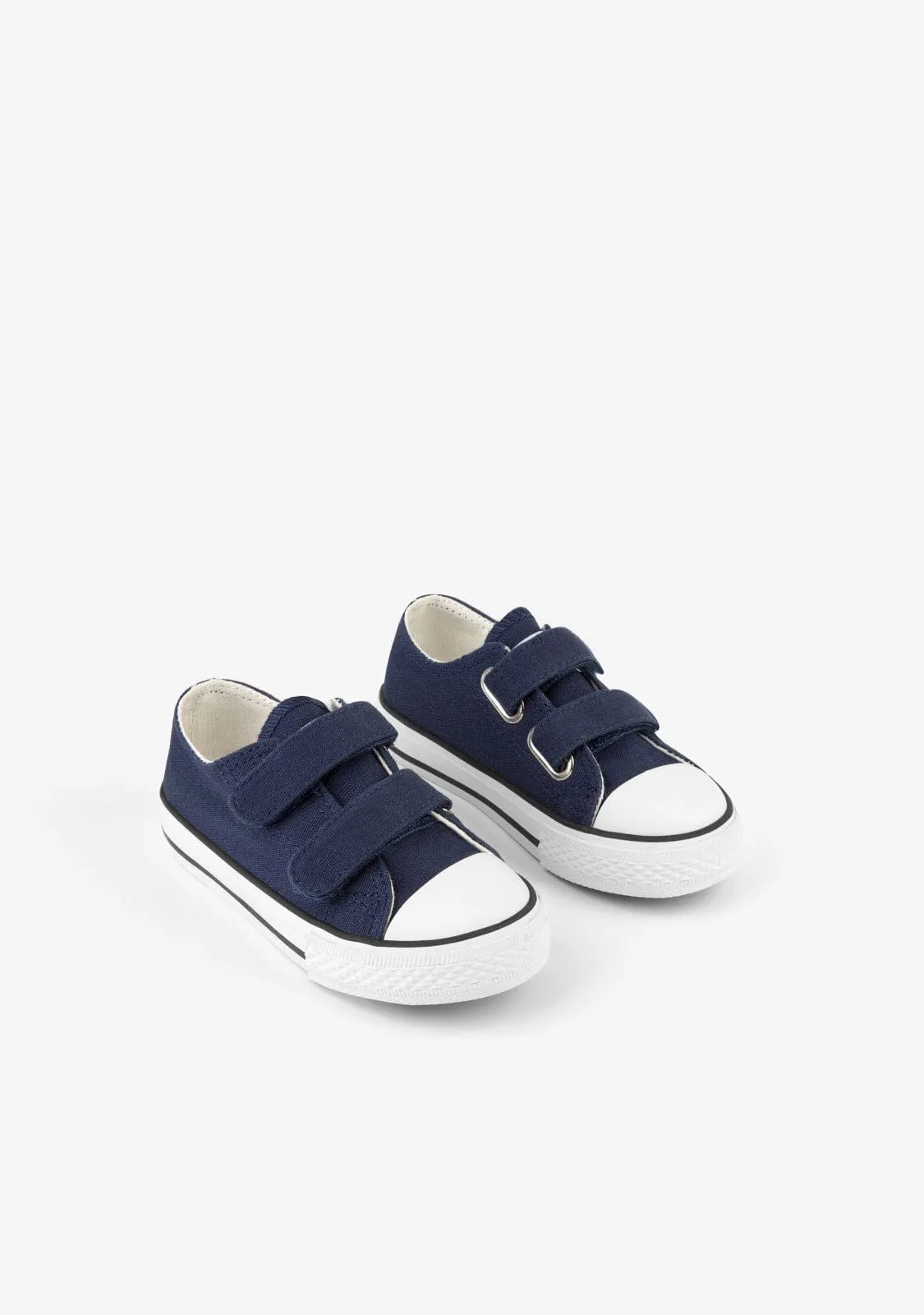 Baby's Navy Adherent Strips Sneakers Canvas