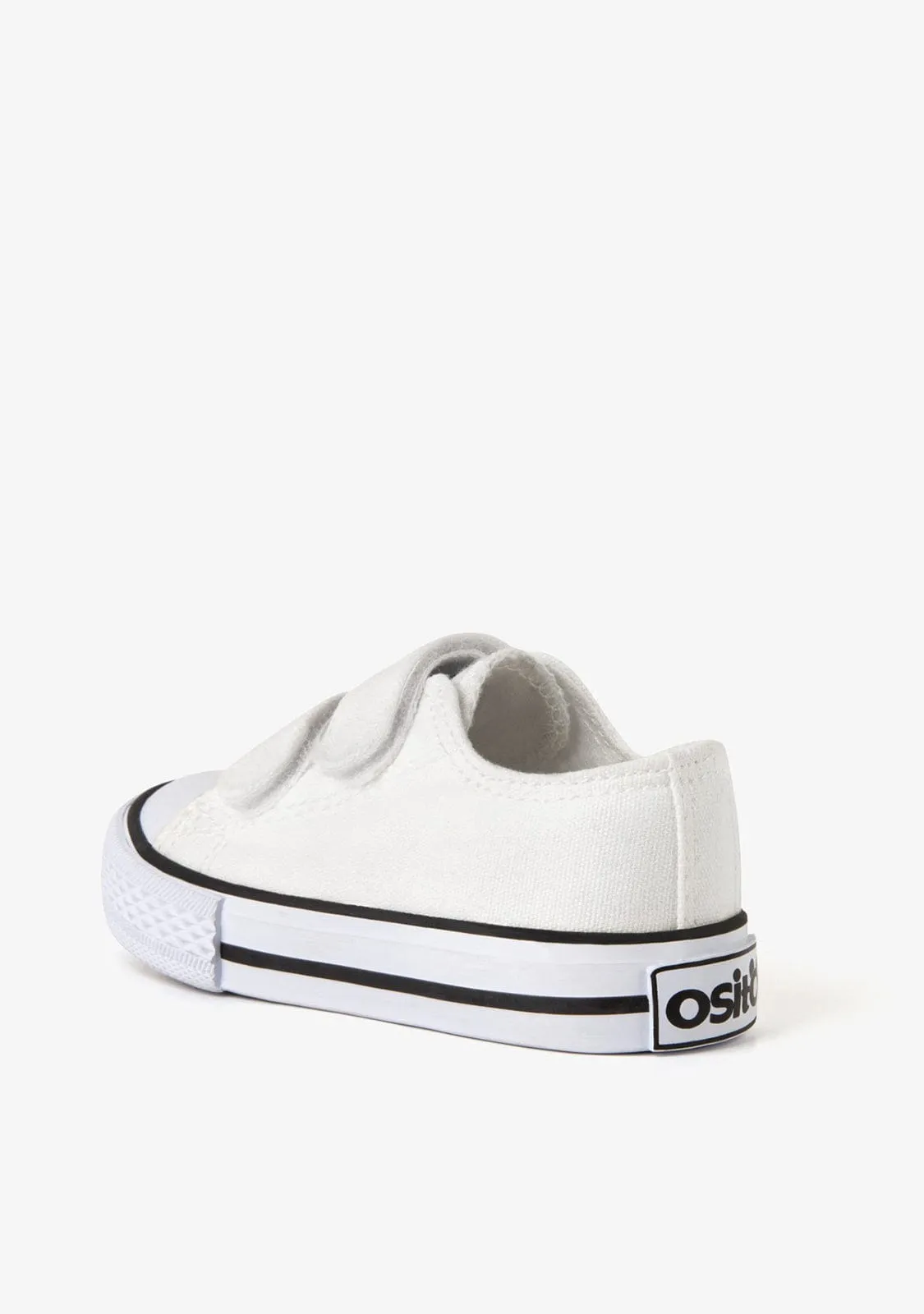 Baby's White Adherent Strips Sneakers Canvas