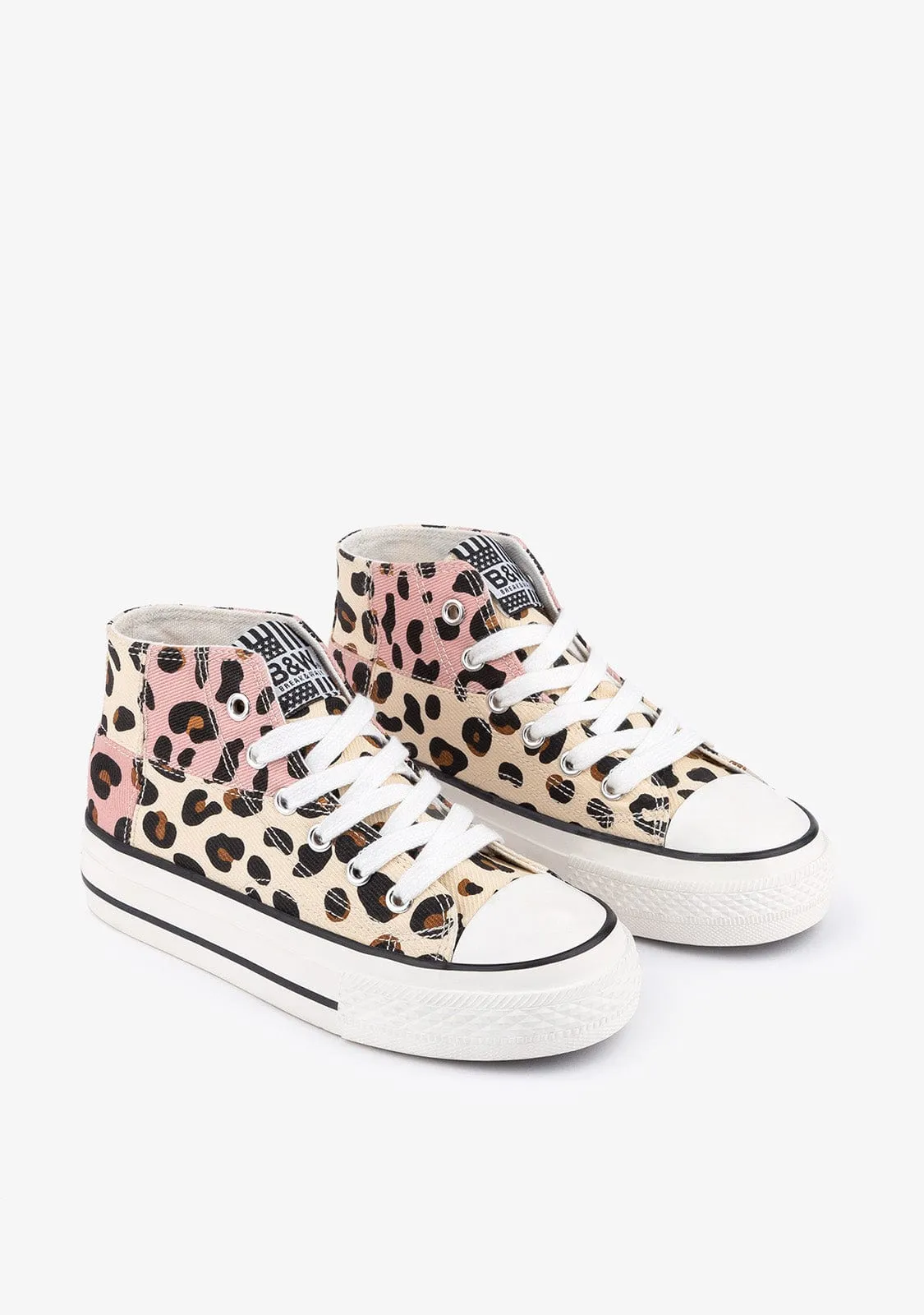 B&W Leo Patchwork Hi-Top Sneakers