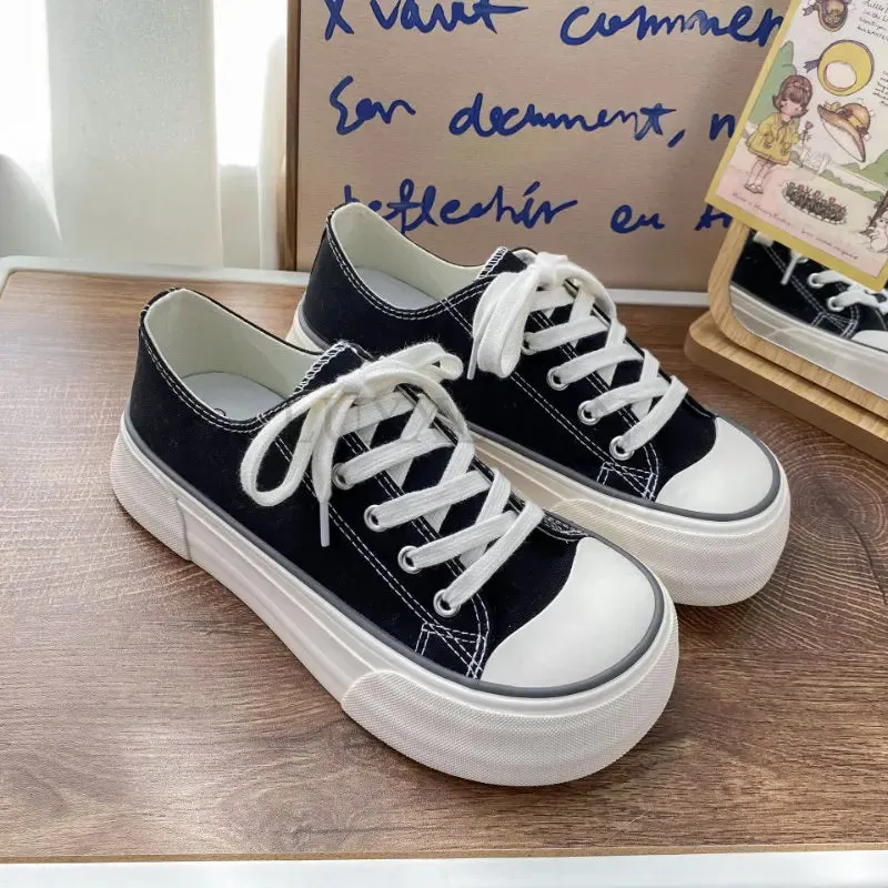 binfenxie  -  Women Canvas Shoes Casual Lace-Up Vulcanized Shoes Female Platform Sneakers Ladies Sport Shoes