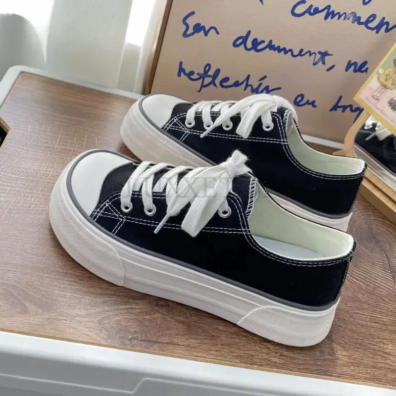 binfenxie  -  Women Canvas Shoes Casual Lace-Up Vulcanized Shoes Female Platform Sneakers Ladies Sport Shoes