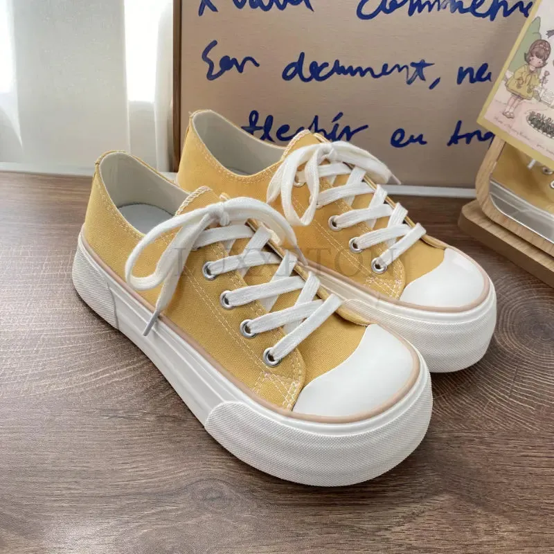 binfenxie  -  Women Canvas Shoes Casual Lace-Up Vulcanized Shoes Female Platform Sneakers Ladies Sport Shoes