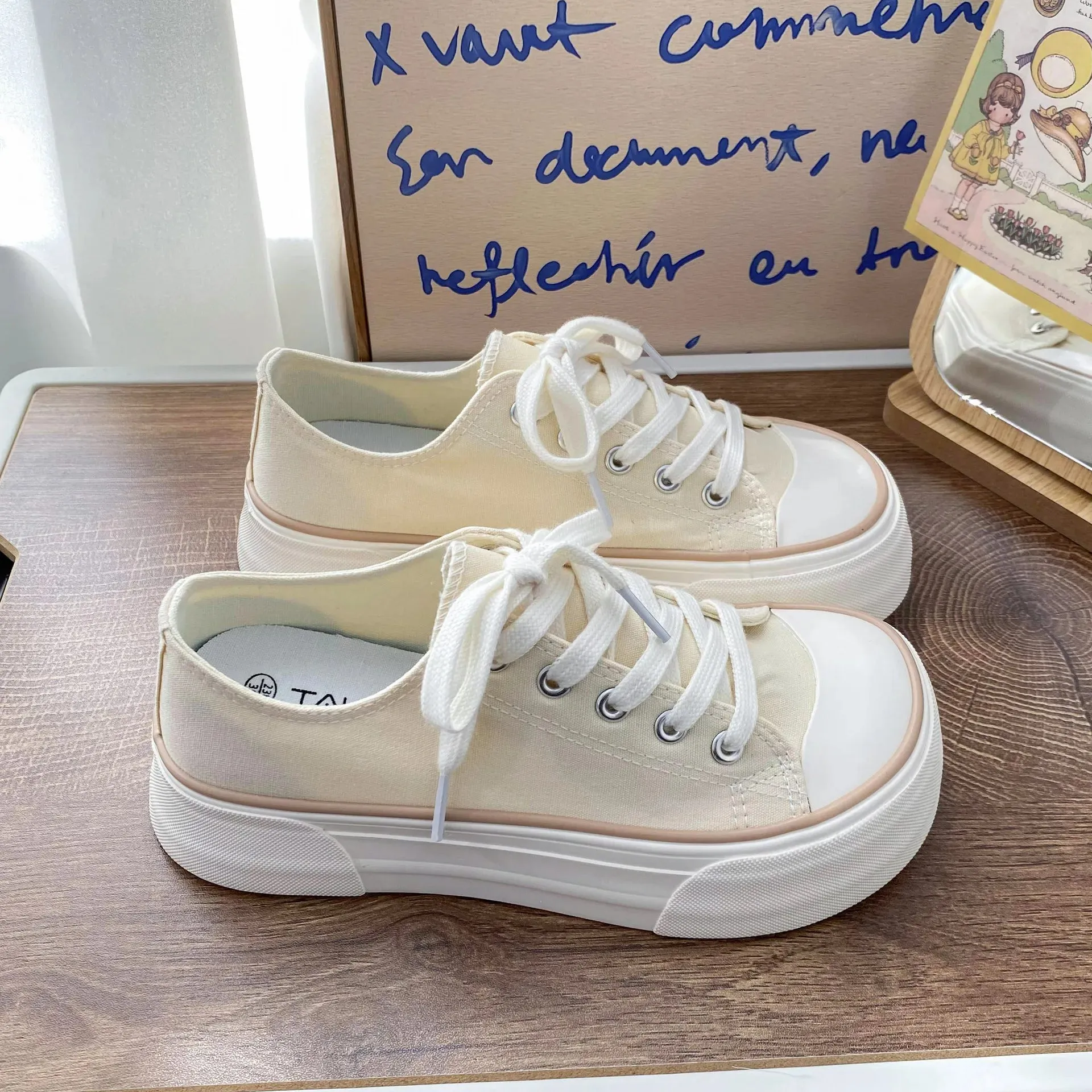 binfenxie  -  Women Canvas Shoes Casual Lace-Up Vulcanized Shoes Female Platform Sneakers Ladies Sport Shoes