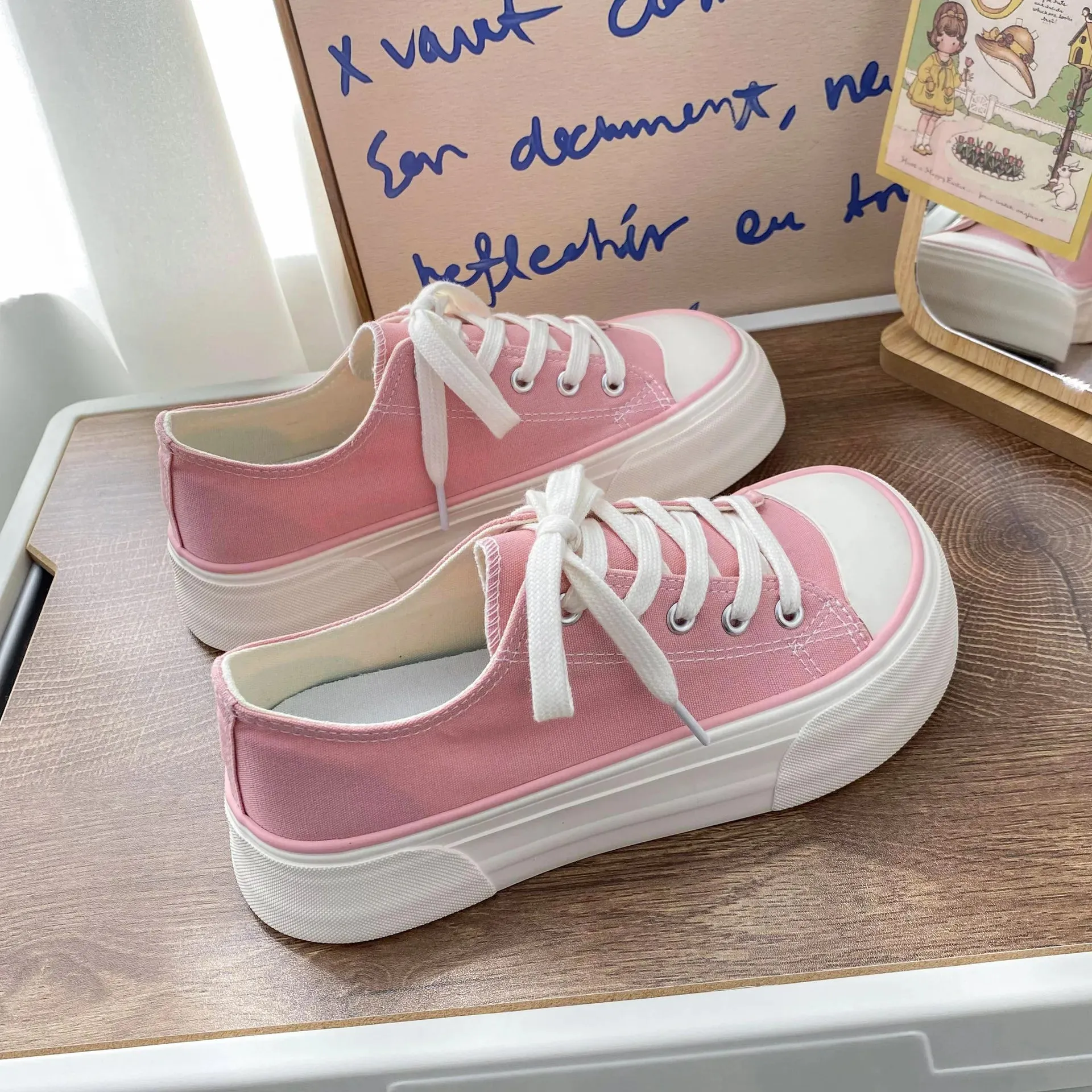 binfenxie  -  Women Canvas Shoes Casual Lace-Up Vulcanized Shoes Female Platform Sneakers Ladies Sport Shoes