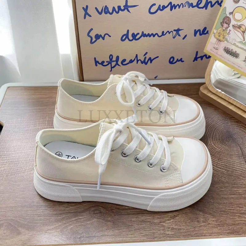 binfenxie  -  Women Canvas Shoes Casual Lace-Up Vulcanized Shoes Female Platform Sneakers Ladies Sport Shoes