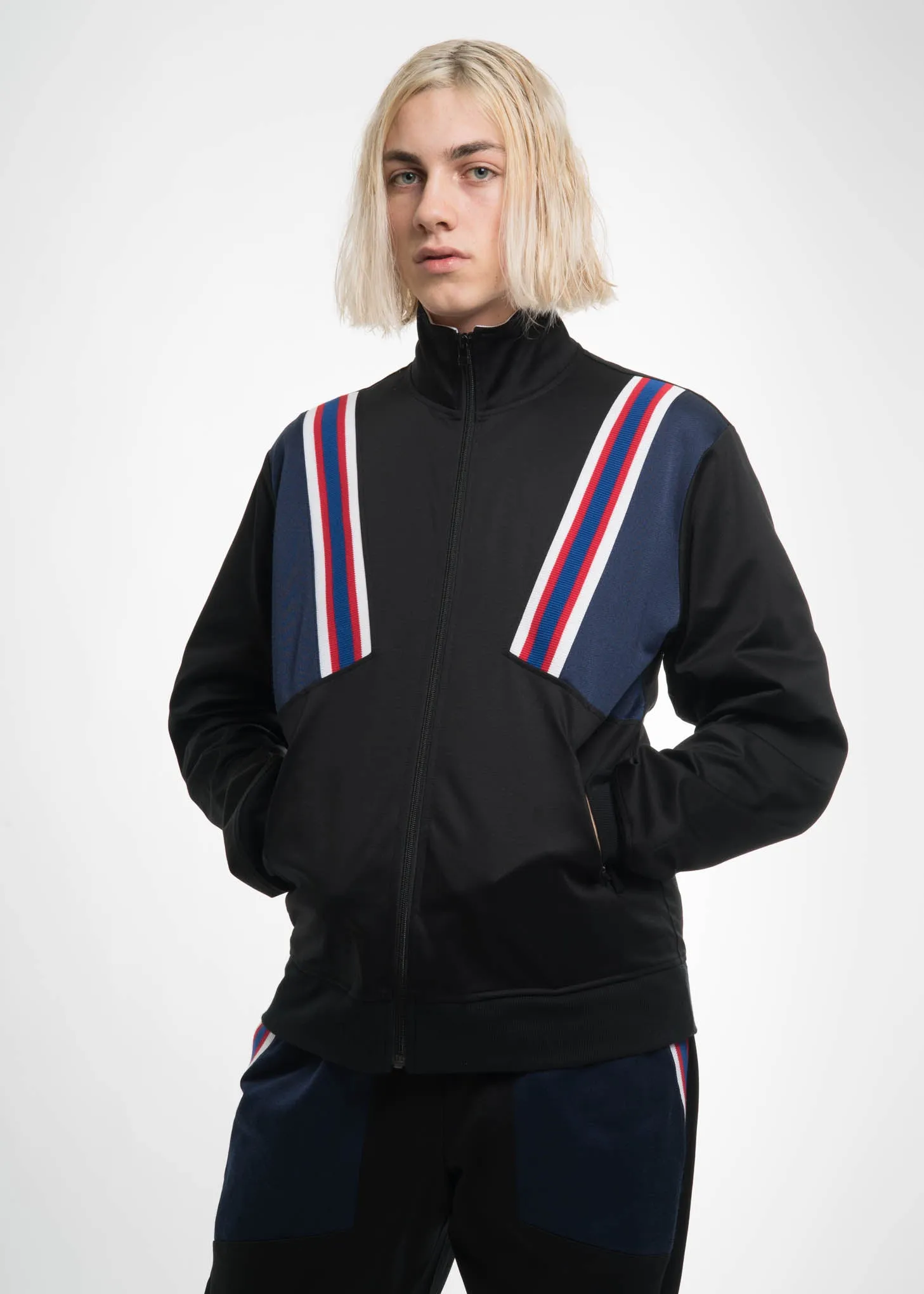 Black Rib Football Track Jacket