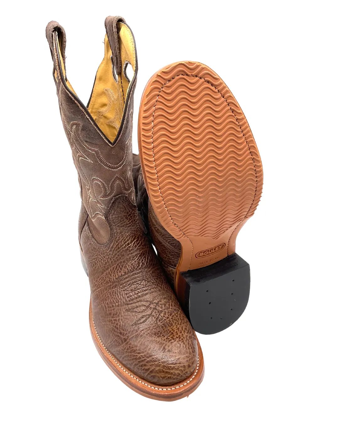 'Boulet' Men's 12" Roper Western Round Toe - Shoulder Noce Taurus / Organza Brown