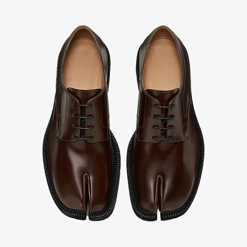 Brown Tabi Laced Low-top Ankle Boots