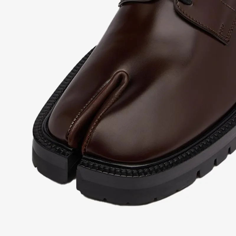 Brown Tabi Laced Low-top Ankle Boots