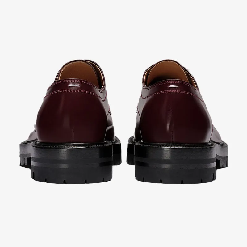 Brownish-Red Leather Derby Shoes Unisex