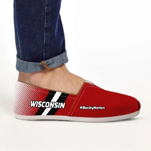 #BuckyNation Wisconsin Fan Casual Canvas Slip on Shoes Women's Flats