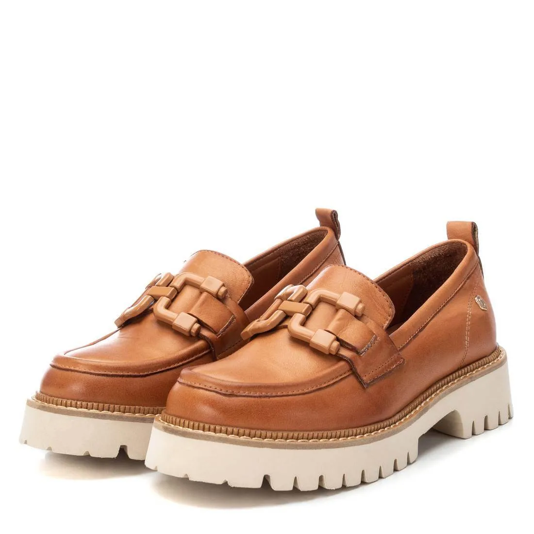 Carmela Tan Leather Cleated Sole Loafers