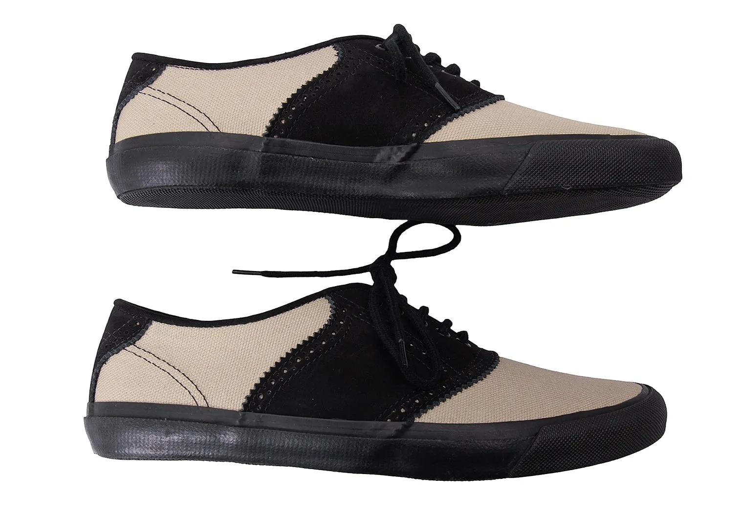 COMME des GARCONS JAPAN. robe de chambre. Beige/Black Saddle Shoe Style Canvas Sneakers US SZ 8