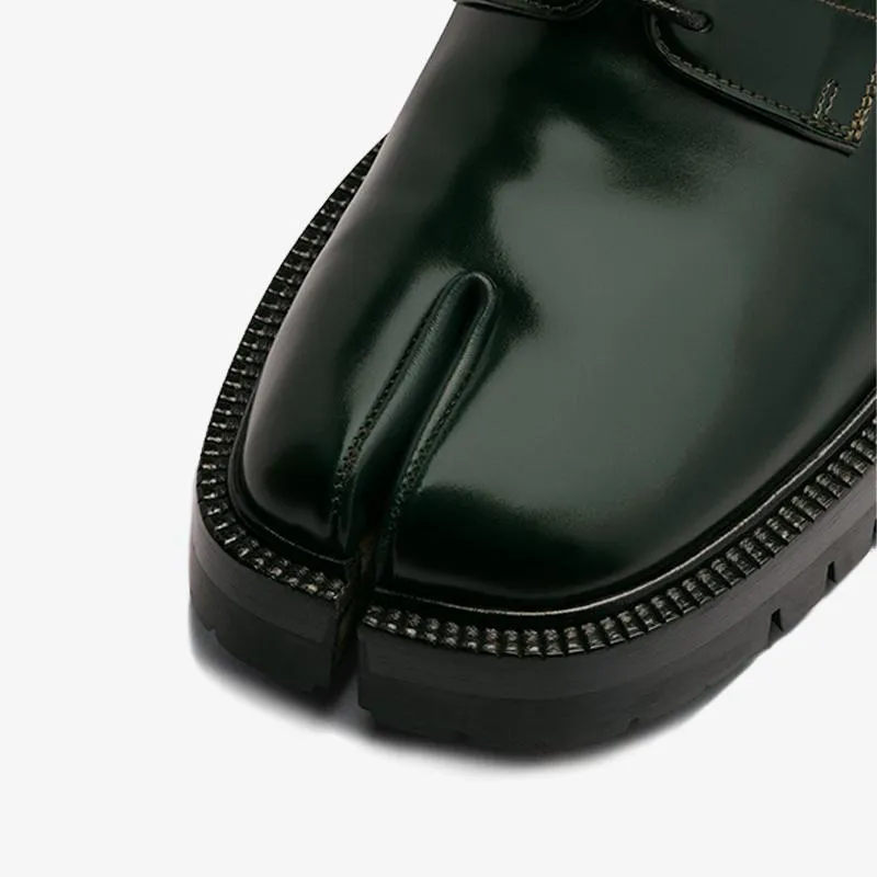 Dark Green Tabi Laced Brogue Shoes