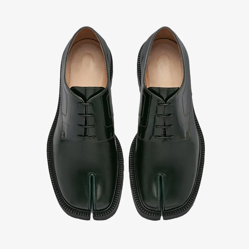 Dark Green Tabi Laced Brogue Shoes