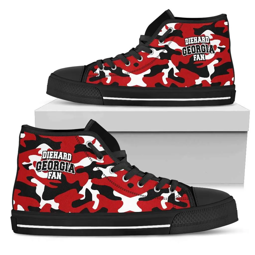 Diehard Georgia Fan Camo Canvas High Top Shoes