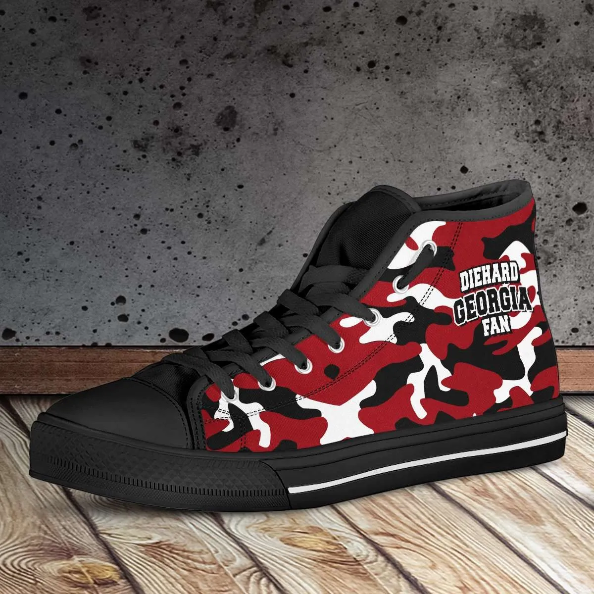 Diehard Georgia Fan Camo Canvas High Top Shoes