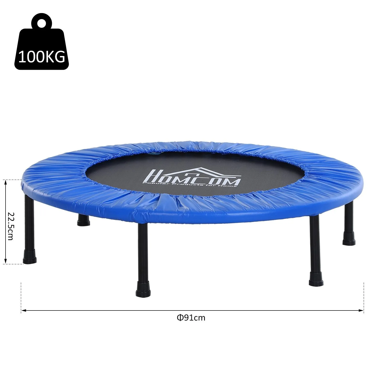 EASYCOMFORT Trampolino Elastico per Fitness 30 Molle in PP, PVC, ?91x22.5cm