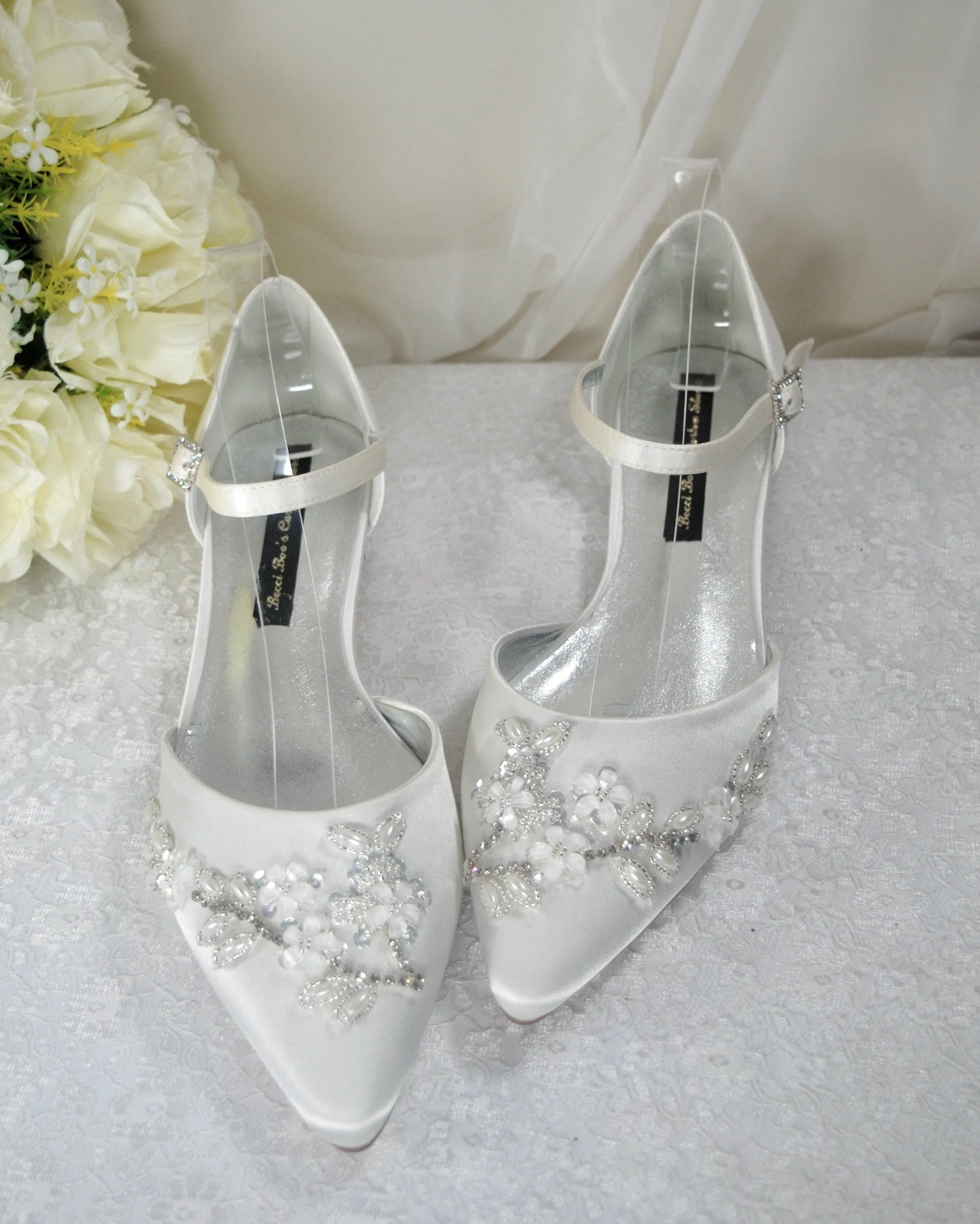 Flat Floral Beaded Bridal SandalsSize UK6/US8.5
