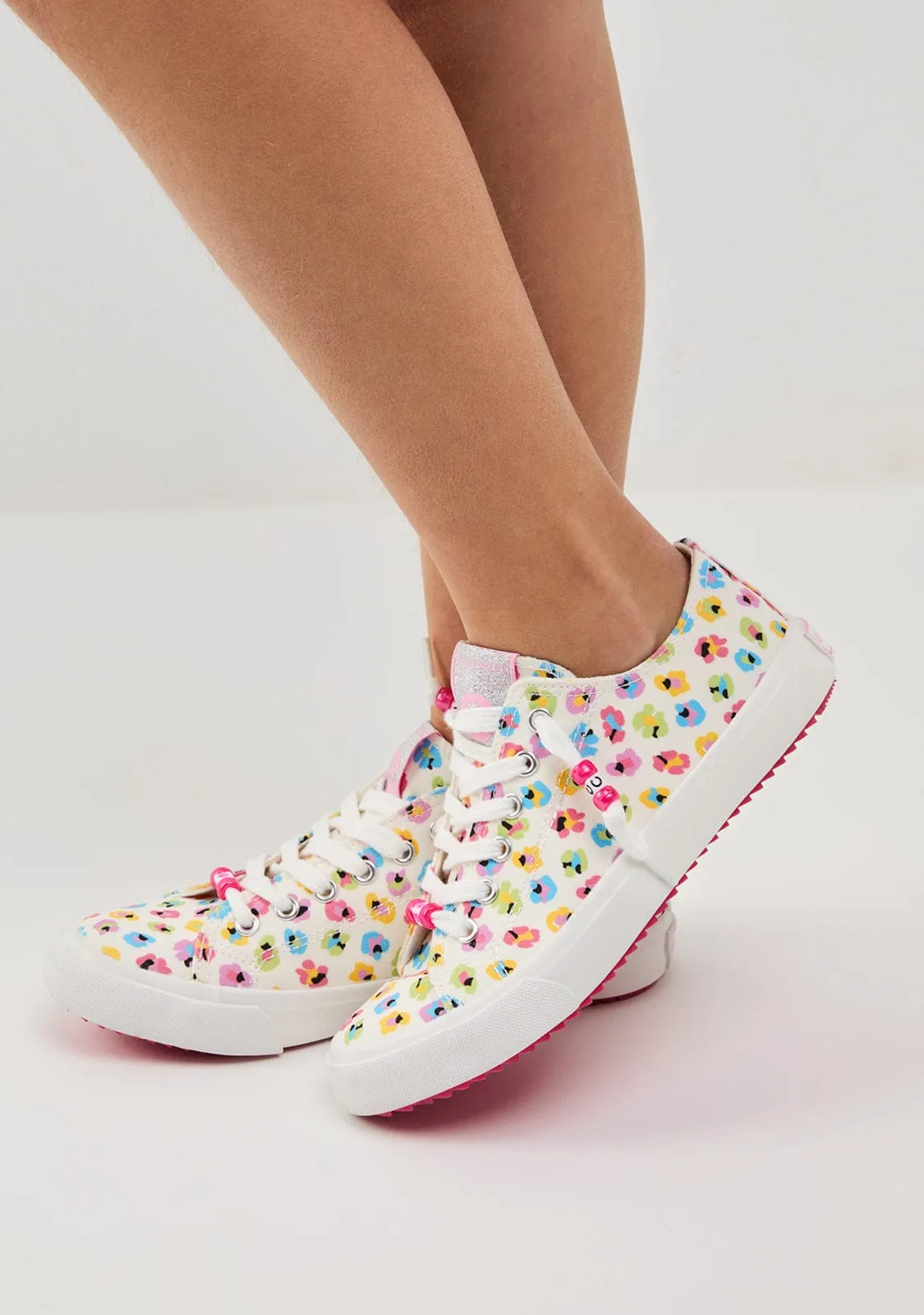 Floral Canvas White Sneakers