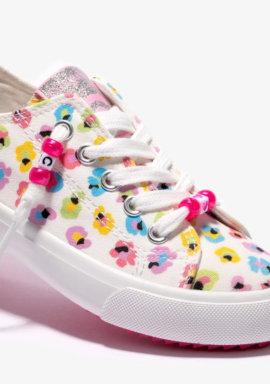 Floral Canvas White Sneakers