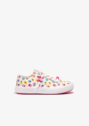 Floral Canvas White Sneakers