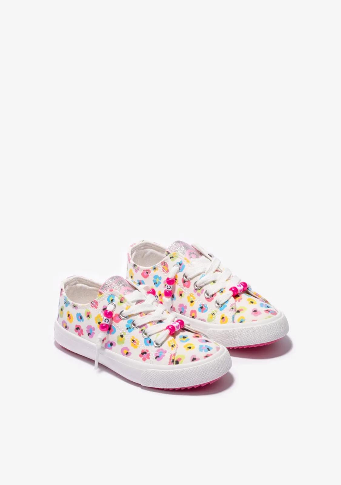 Floral Canvas White Sneakers