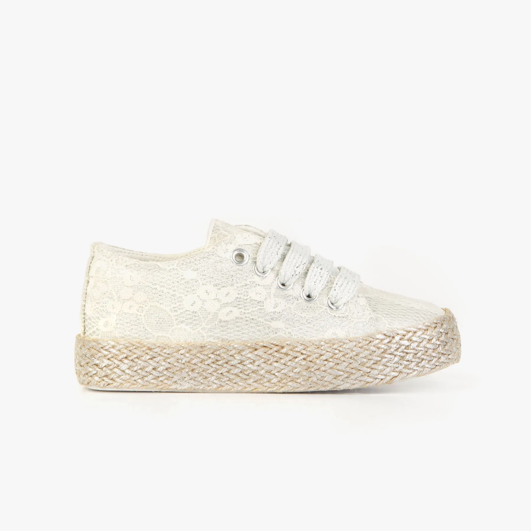 Girl's White Embroidered Sneakers