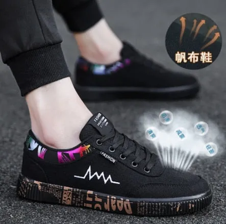 Graffiti Canvas Shoes Men Breathable Flat Casual Shoes