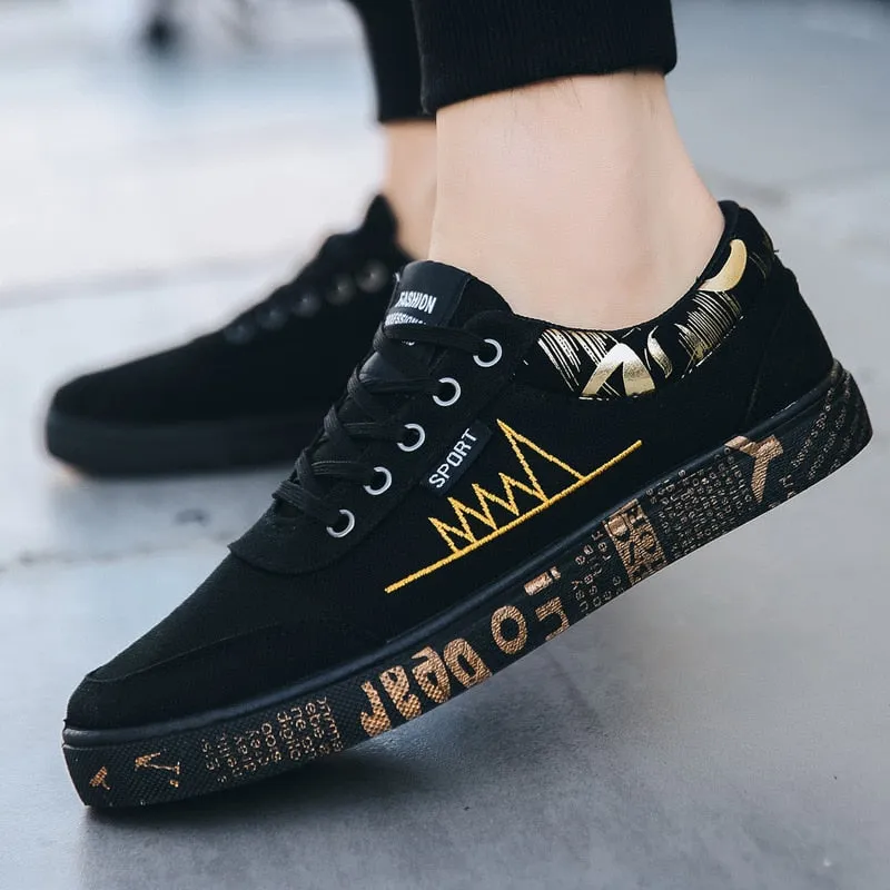 Graffiti Canvas Shoes Men Breathable Flat Casual Shoes