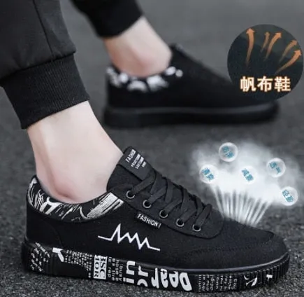 Graffiti Canvas Shoes Men Breathable Flat Casual Shoes