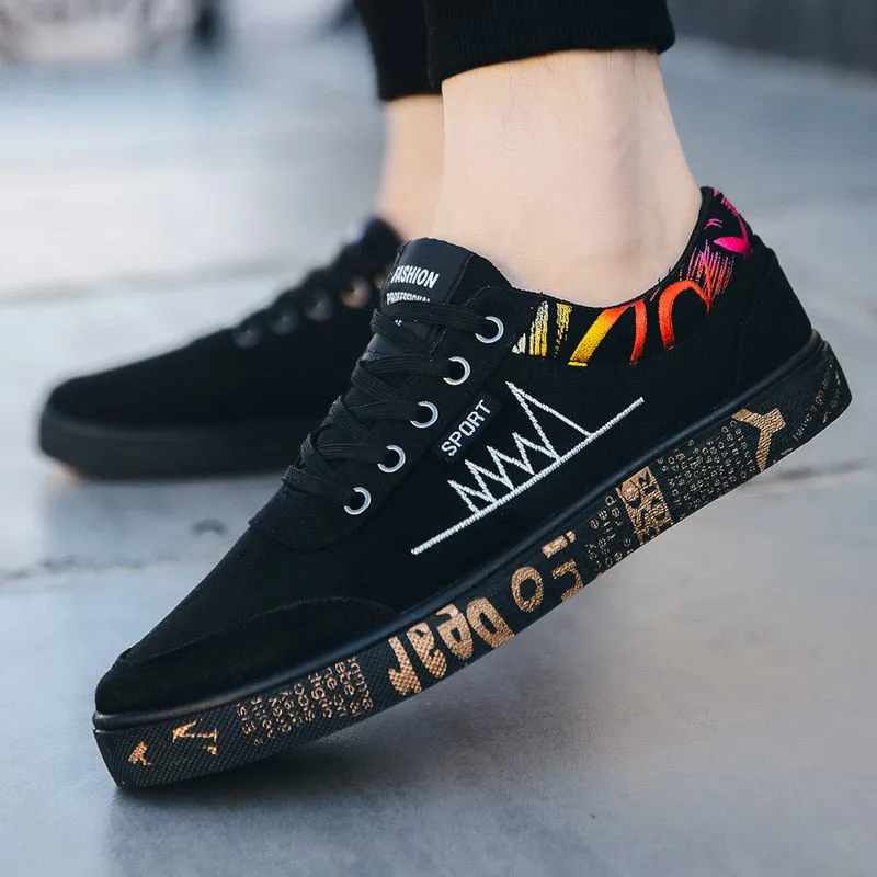 Graffiti Canvas Shoes Men Breathable Flat Casual Shoes