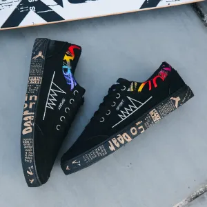 Graffiti Canvas Shoes Men Breathable Flat Casual Shoes