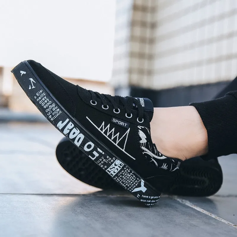 Graffiti Canvas Shoes Men Breathable Flat Casual Shoes