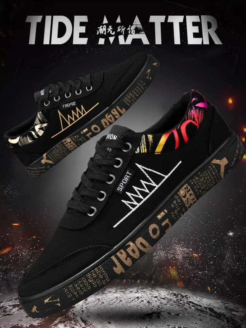 Graffiti Canvas Shoes Men Breathable Flat Casual Shoes
