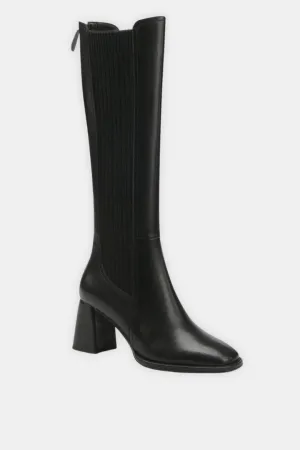 High Leather Boots Whit Zip